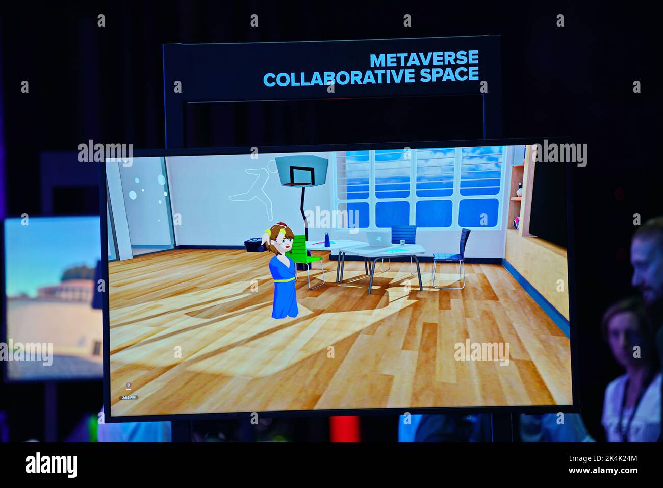 Exposition de réalité virtuelle. Exposition de réalité virtuelle. Un écran dédié 3D rendu de Digital Metaverse. Turin, Italie - septembre 2022 Banque D'Images
