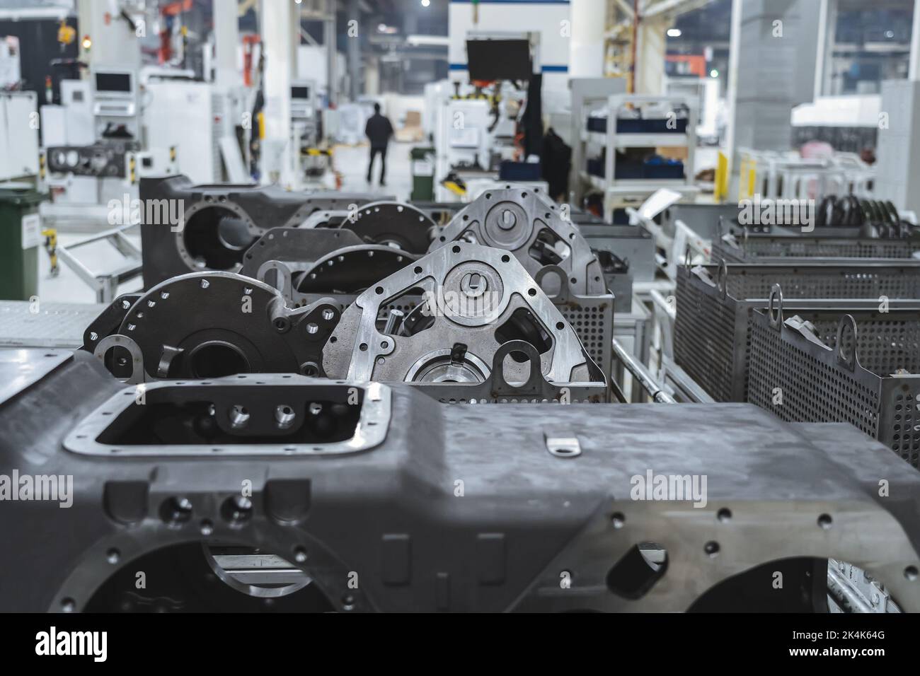 Production de transmissions pour machines agricoles dans une usine industrielle moderne ou en gros plan. Banque D'Images