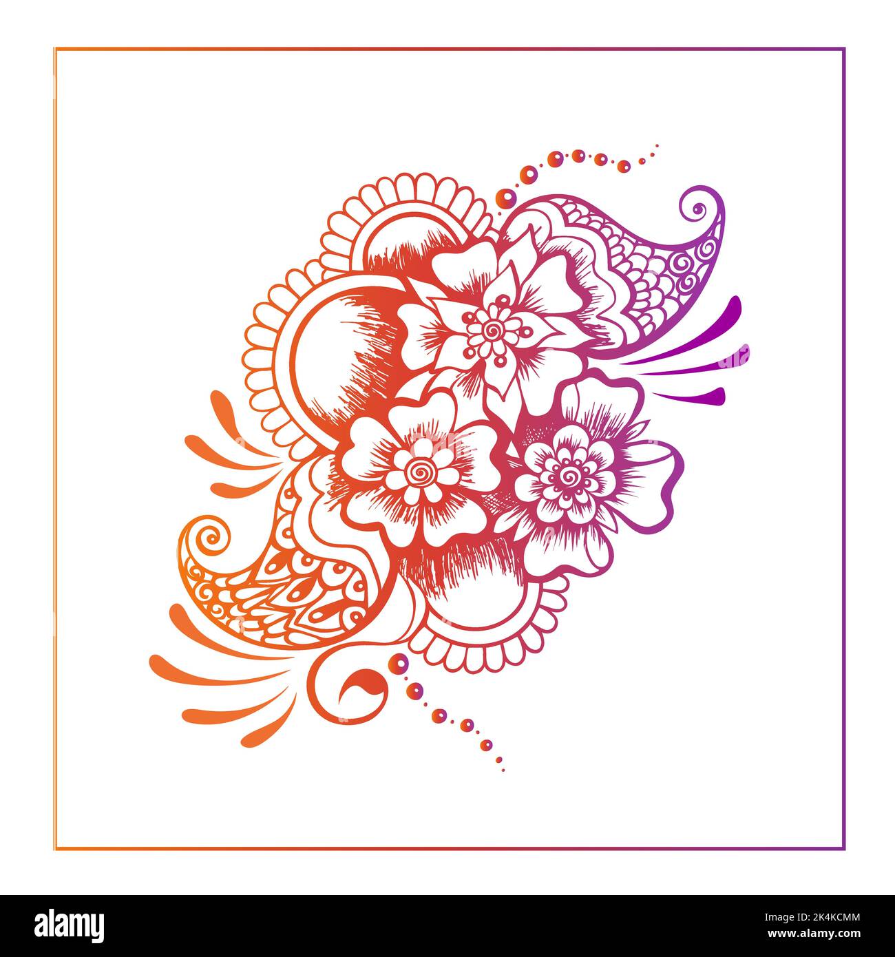 Guirlande de mehndi. Motif fleuri de style henné indien romantique avec Illustration de Vecteur