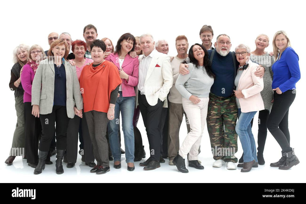 Groupe de personnes heureuses isolé sur fond blanc Banque D'Images