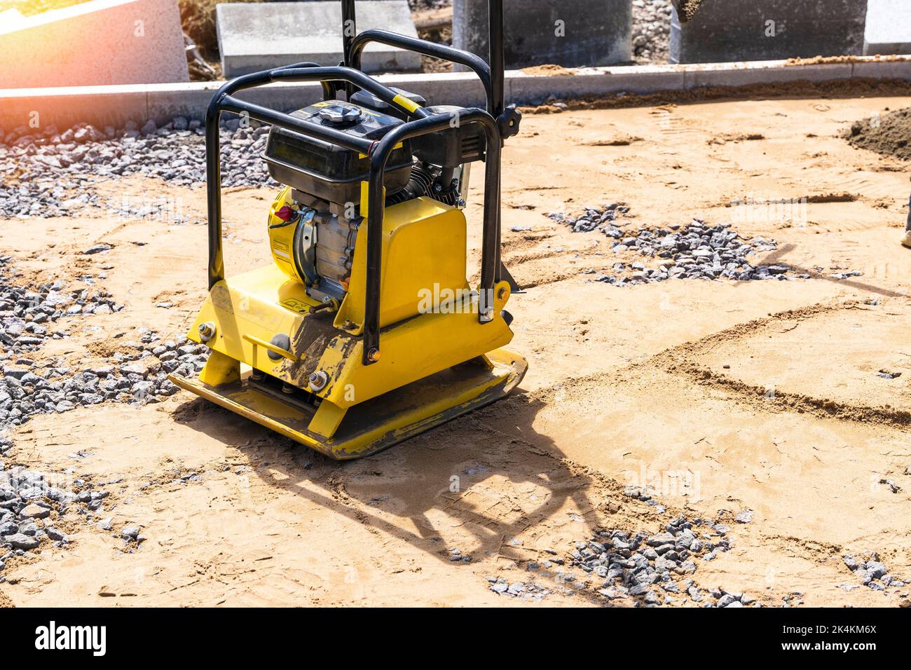rampe de vibration de l'essence de construction sur le chantier Banque D'Images
