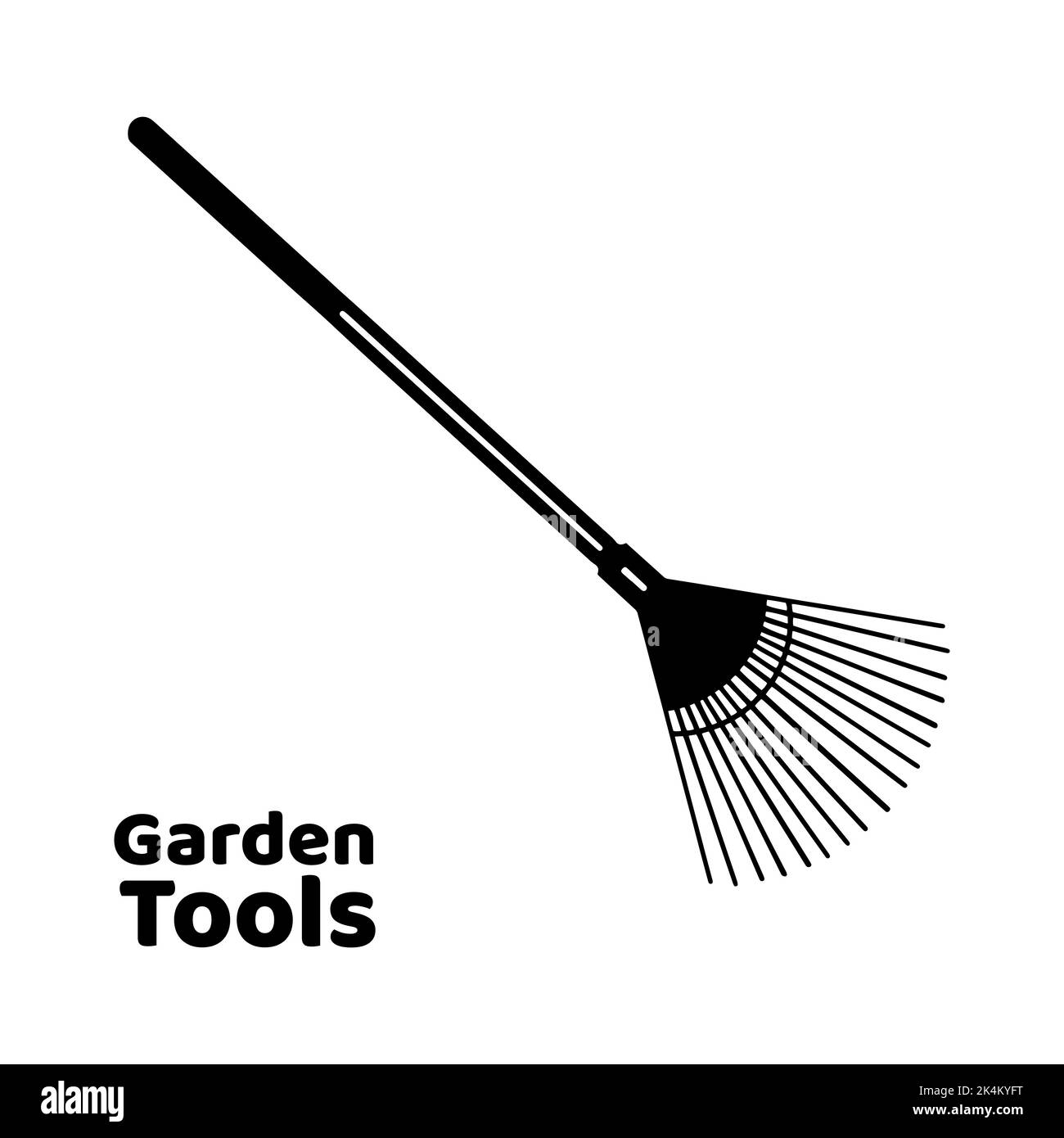 Râteau à ventilateur pour le nettoyage de la pelouse. Icône de style plat. Isolé sur fond blanc. Vecteur. Illustration de Vecteur