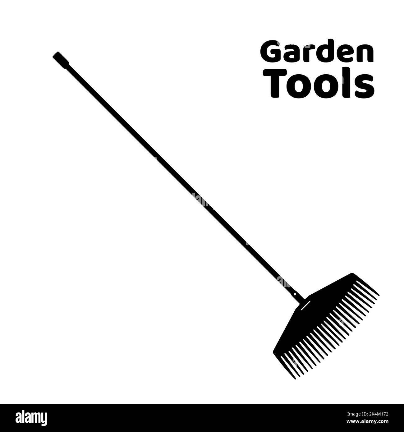 Râteau pour nettoyer les pelouses et les débris. Outils de jardin. Icône de style plat. Isolé sur fond blanc. Vecteur. Illustration de Vecteur