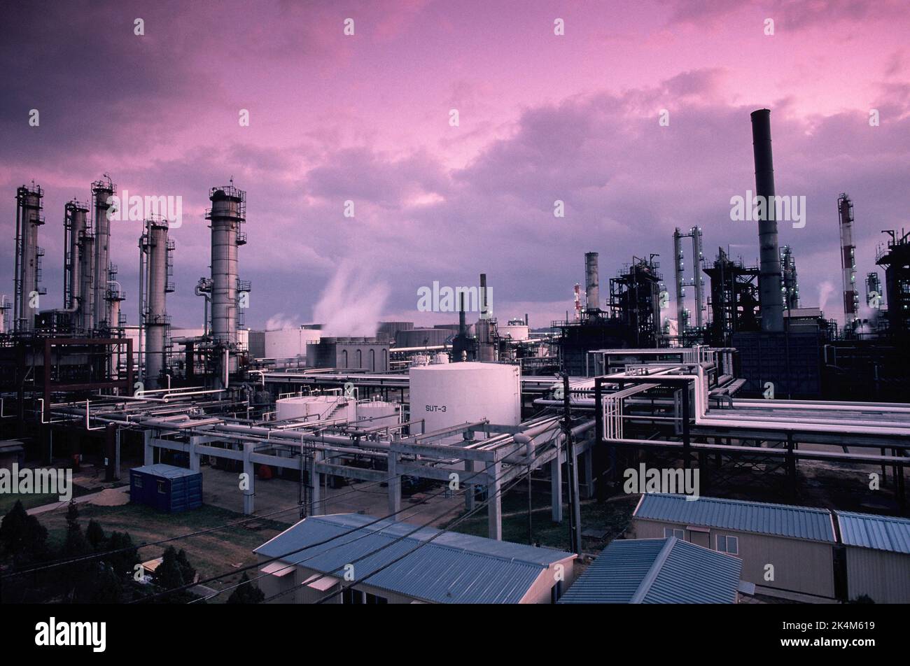 Corée du Sud. Ulsan. Raffinerie de pétrole. Banque D'Images