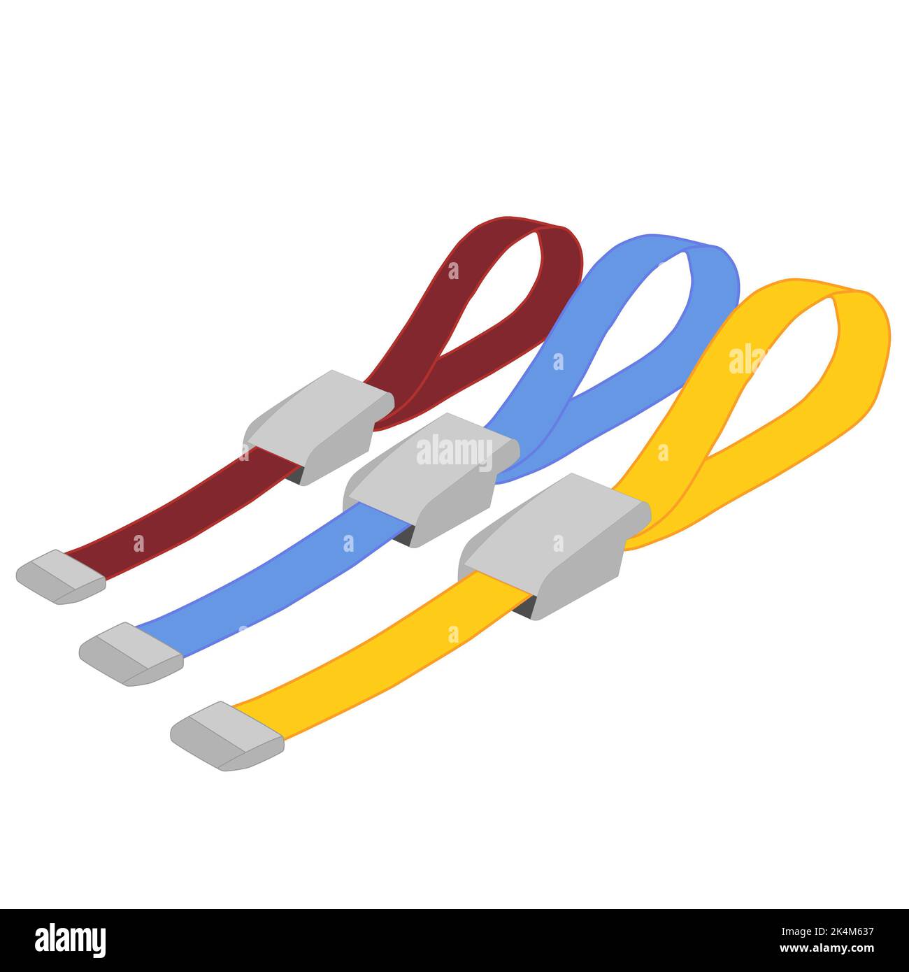 Trois tourniquets médicaux de rouge, bleu et jaune. Premiers soins Banque D'Images