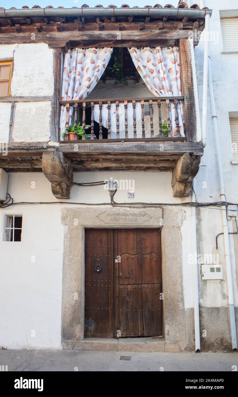 Maison traditionnelle à l'architecture de Losar de la Vera. Caceres, Estrémadure, Espagne. Banque D'Images