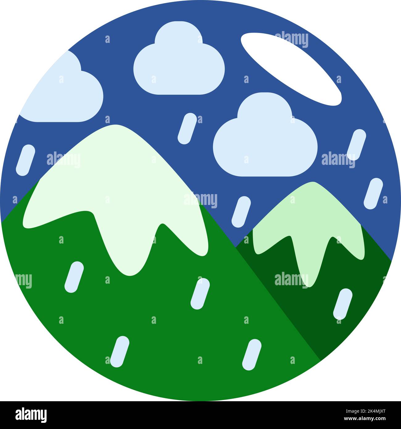 Pluie dans les montagnes vertes, illustration, vecteur sur fond blanc. Illustration de Vecteur