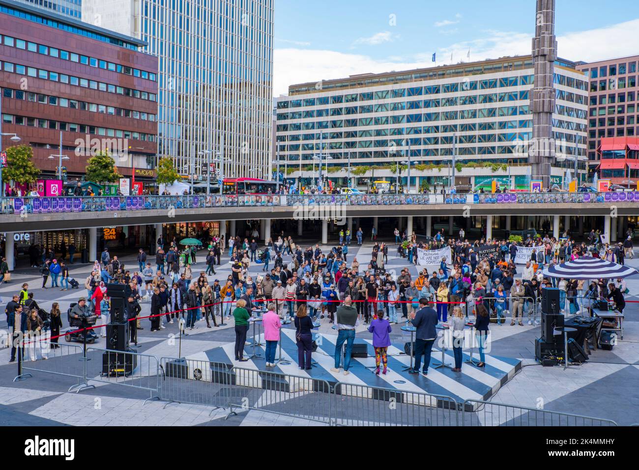 Débat, événement électoral, Sergels torg, Norrmalm, Stockholm, Suède Banque D'Images