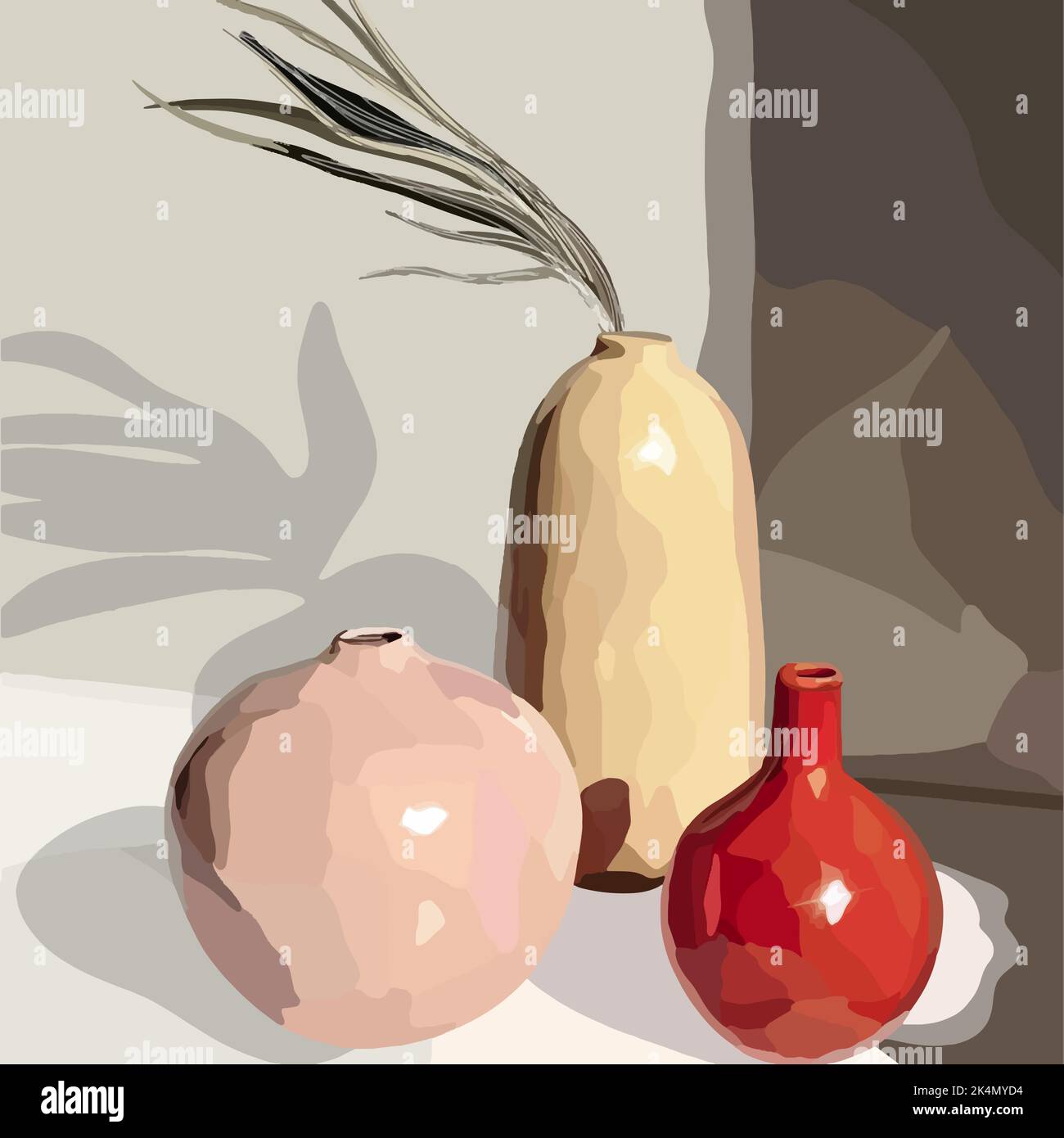 Vases avec plantes décoratives. Illustration de mode vectorielle Illustration de Vecteur