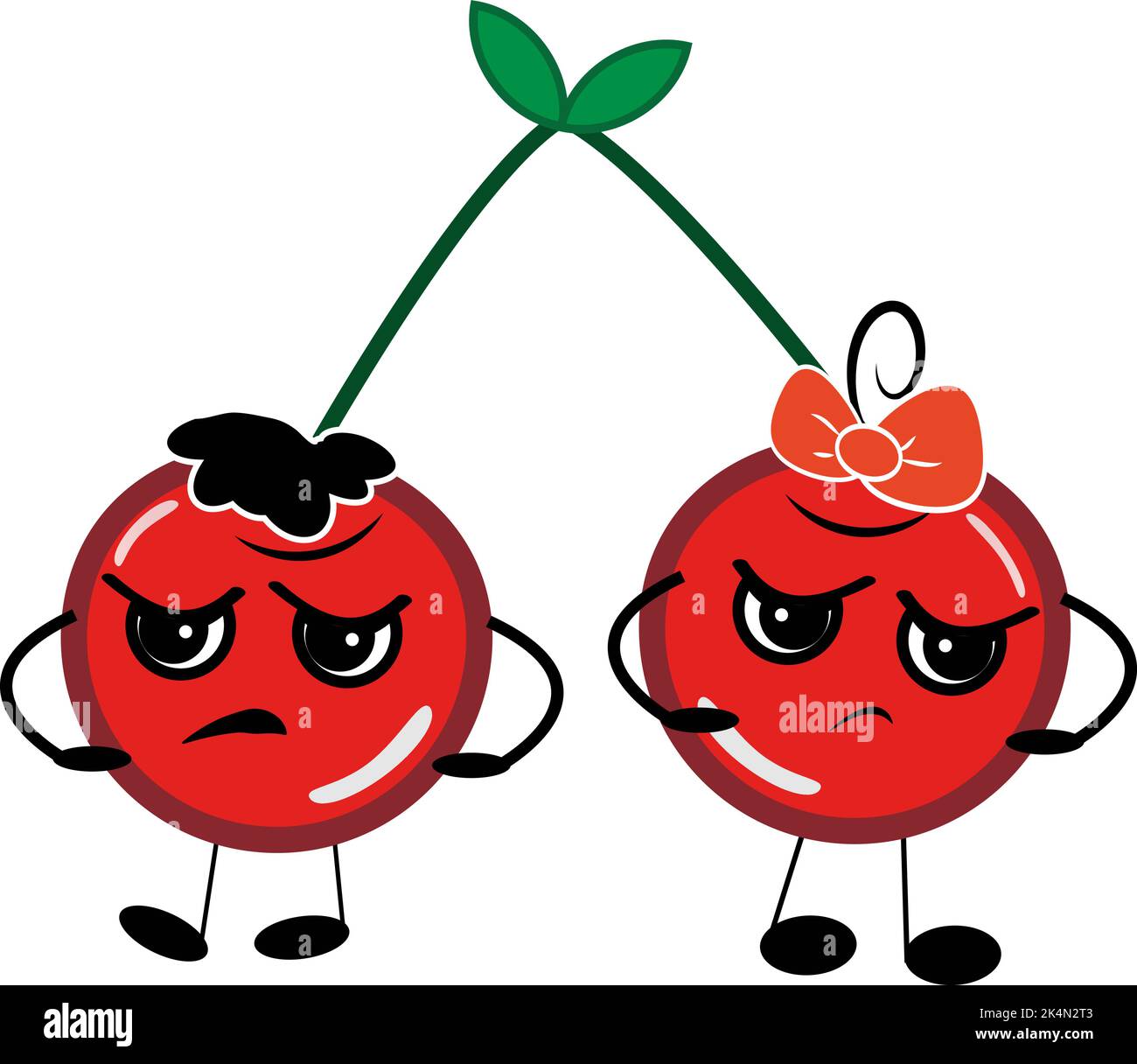 Cerises lutte , illustration, vecteur sur fond blanc. Illustration de Vecteur