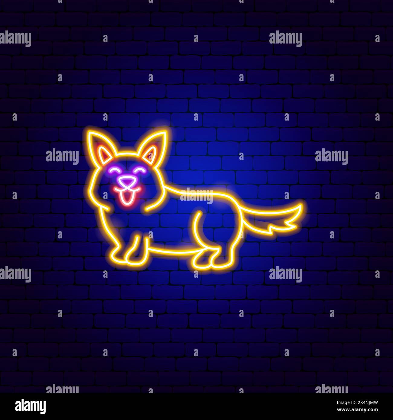 Neon pour chien Corgi Illustration de Vecteur