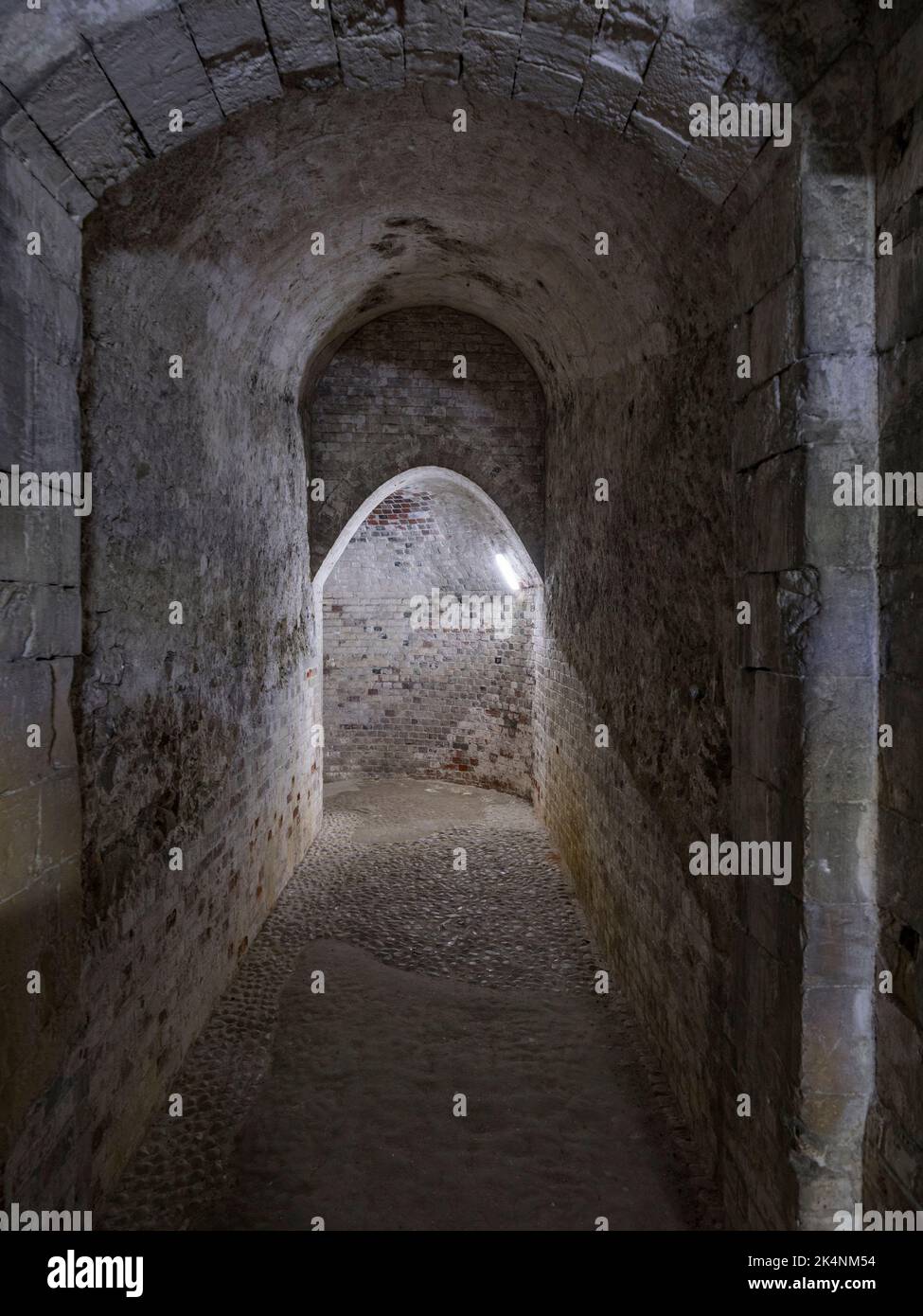 Vue générale sur un tunnel sous le château de Douvres, Kent, Royaume-Uni. Banque D'Images