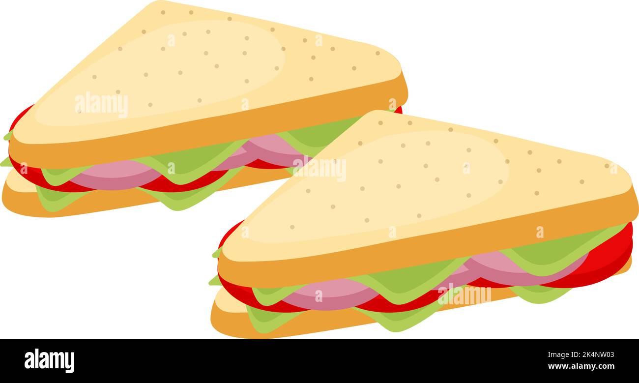 Deux sandwichs avec salade, illustration, vecteur sur fond blanc. Illustration de Vecteur