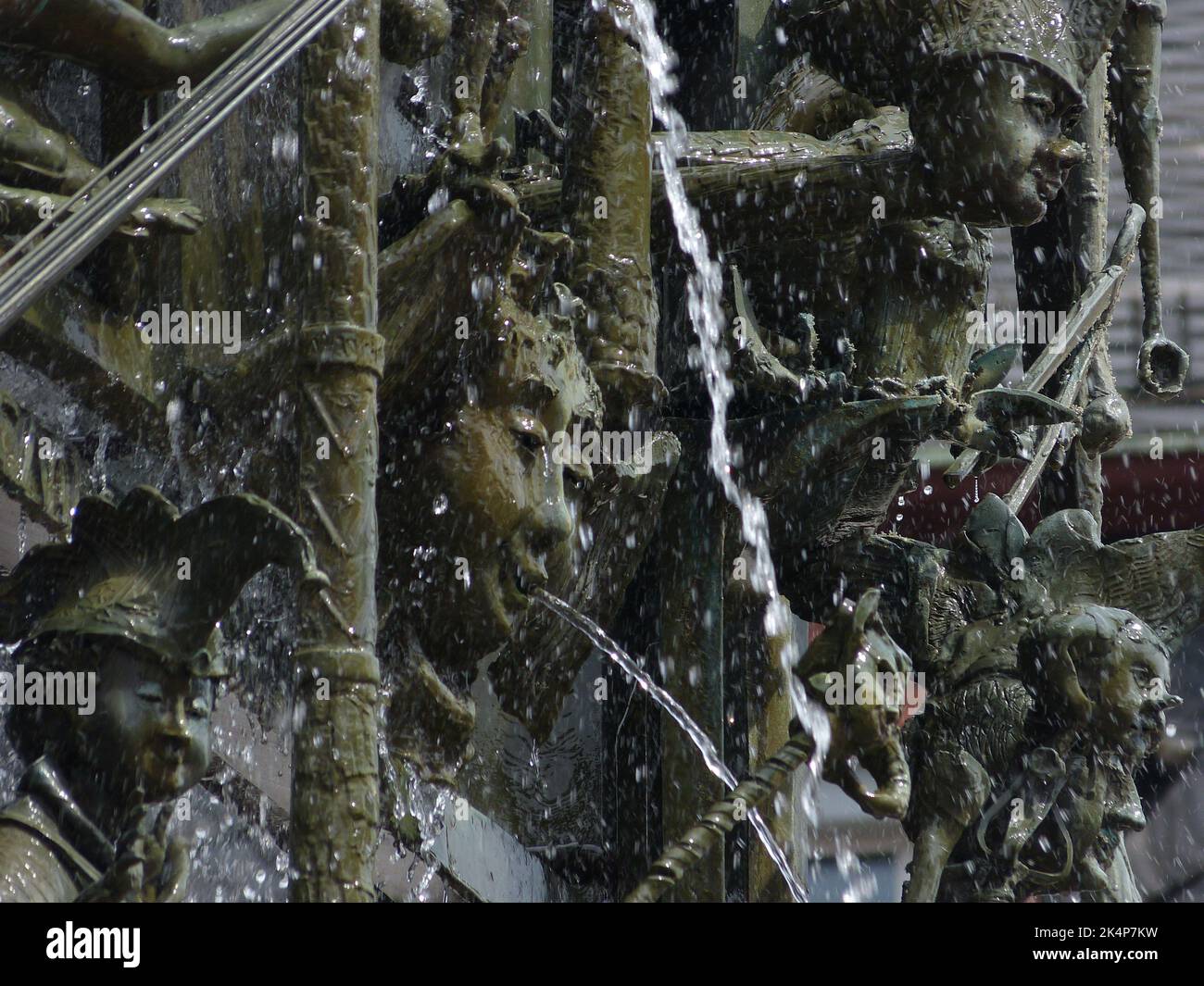 Un gros plan des détails de la fontaine du Carnaval à Mayence, en Allemagne Banque D'Images