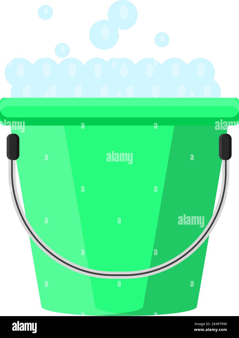 Seau vert avec savon, illustration, vecteur sur fond blanc. Illustration de Vecteur