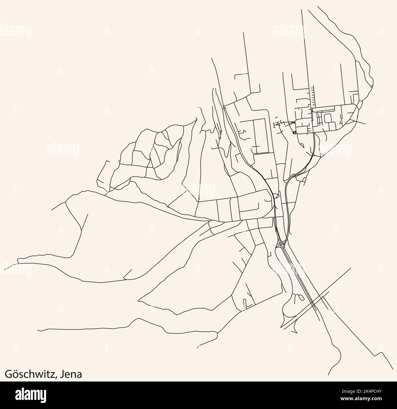 Carte des rues du QUARTIER GÖSCHWITZ, JENA Illustration de Vecteur