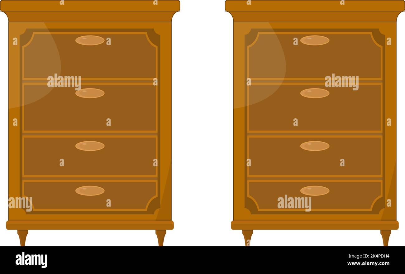 Anciens tiroirs en bois, illustration, vecteur sur fond blanc. Illustration de Vecteur