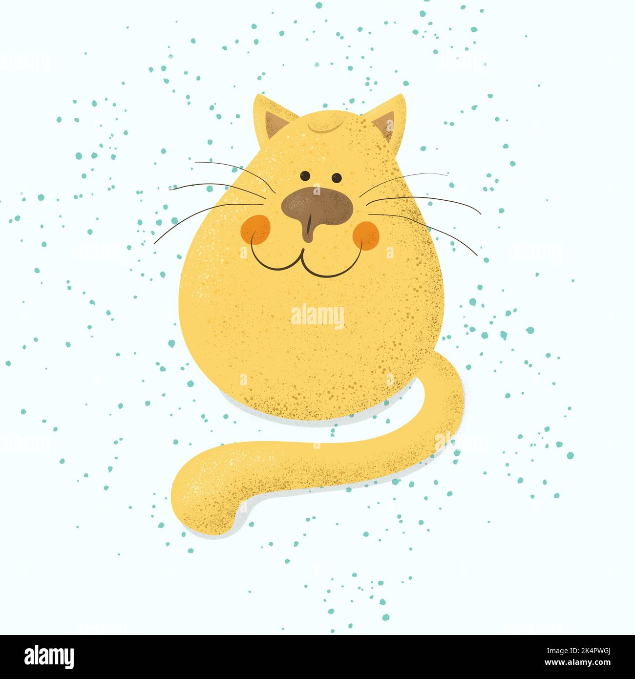 Joli chat de dessin animé. Chat drôle de dessin de main. Illustration de Vecteur