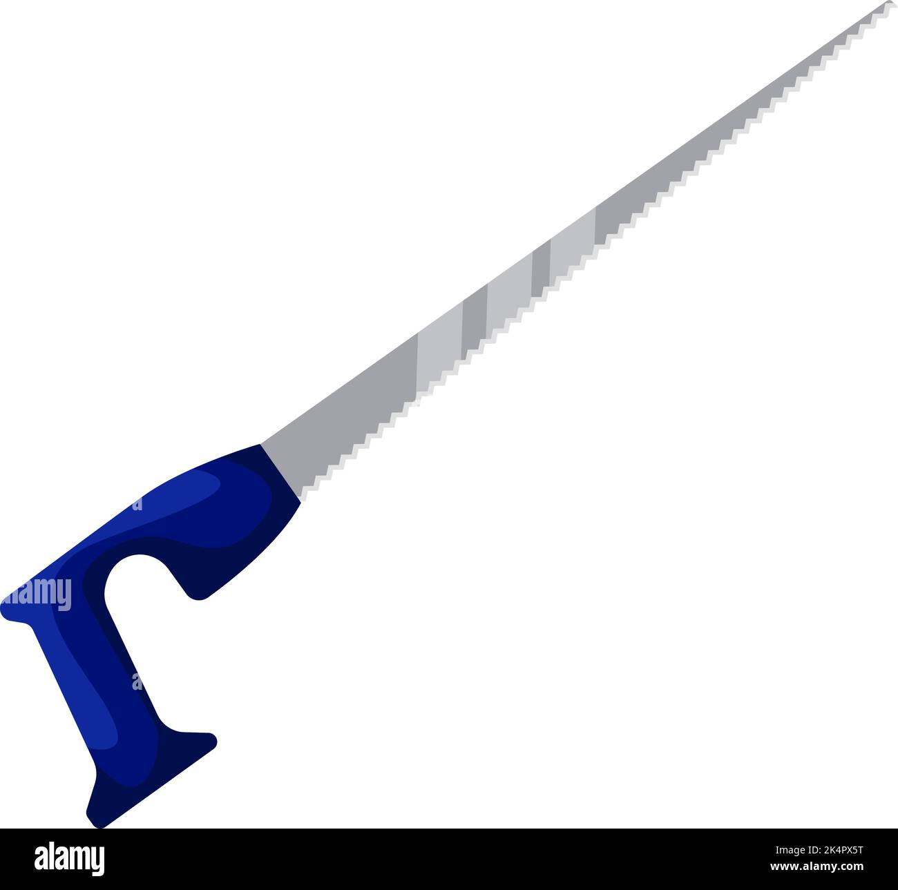 Scie à main bleue, illustration, vecteur sur fond blanc. Illustration de Vecteur