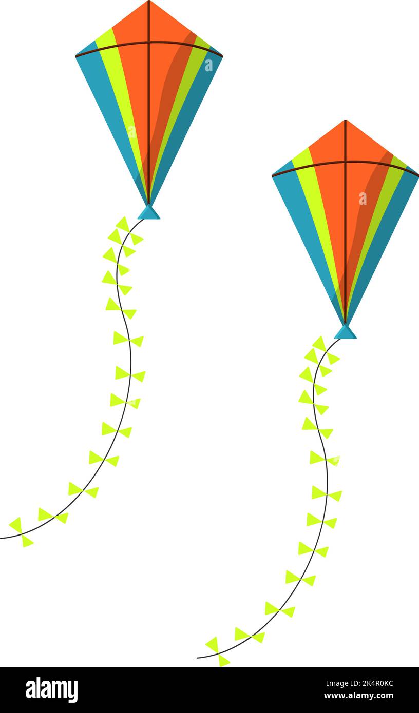 Deux cerfs-volants colorés, illustration, vecteur sur fond blanc. Illustration de Vecteur