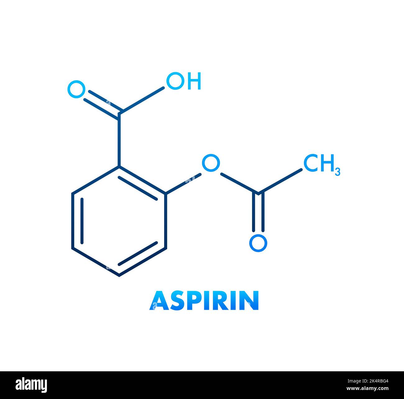 Acétylsalicylique, Aspirin concept chimique formule étiquette icône, texte police vecteur illustration Illustration de Vecteur