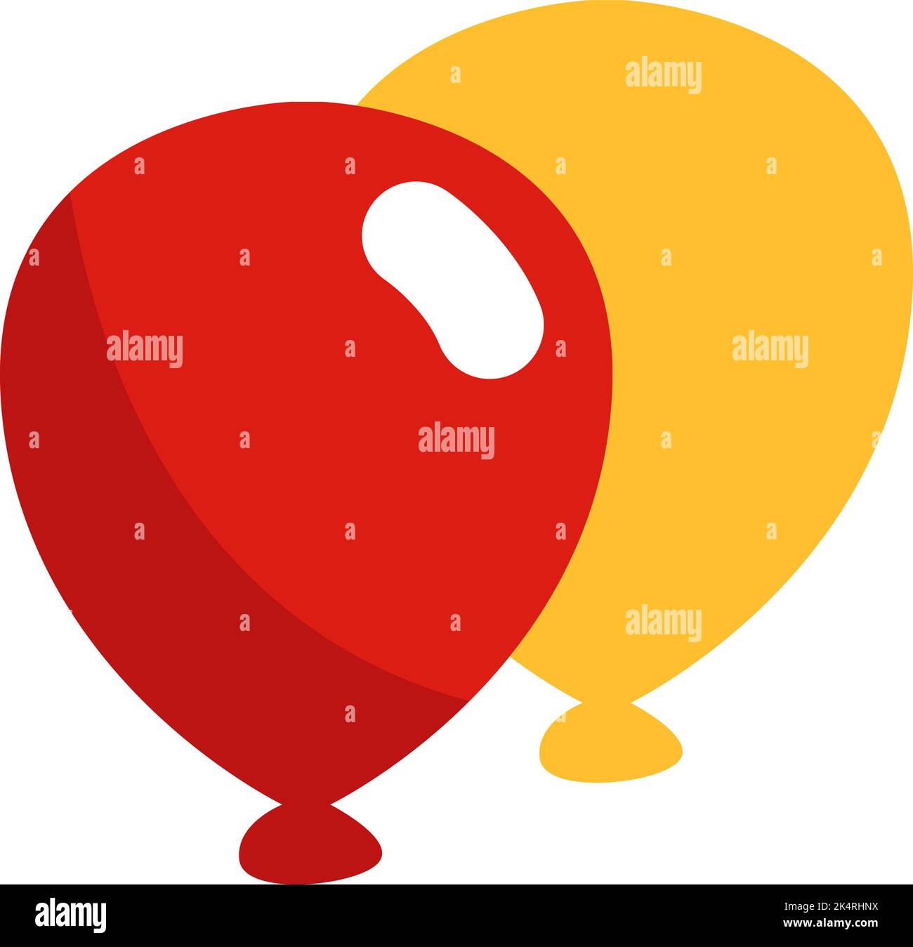 Ballons de noël rouges et jaunes, illustration, vecteur sur fond blanc. Illustration de Vecteur