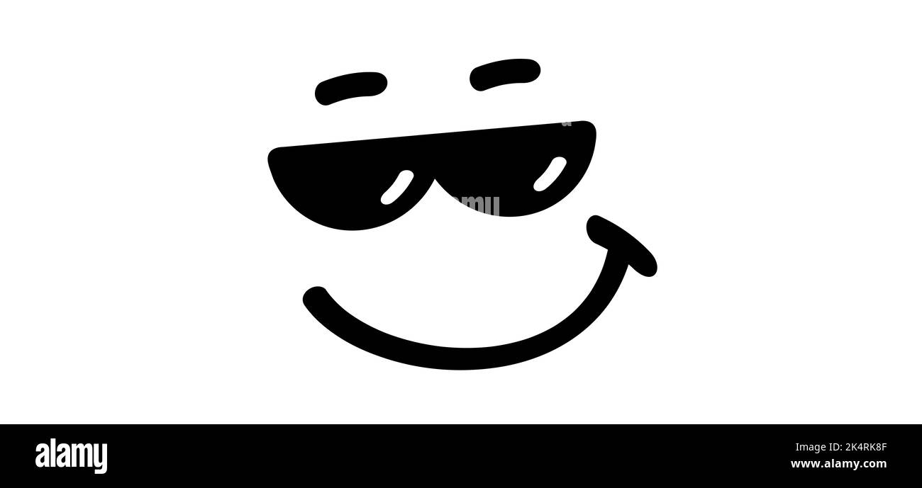 Cartoon face with sunglasses Banque d'images noir et blanc - Alamy