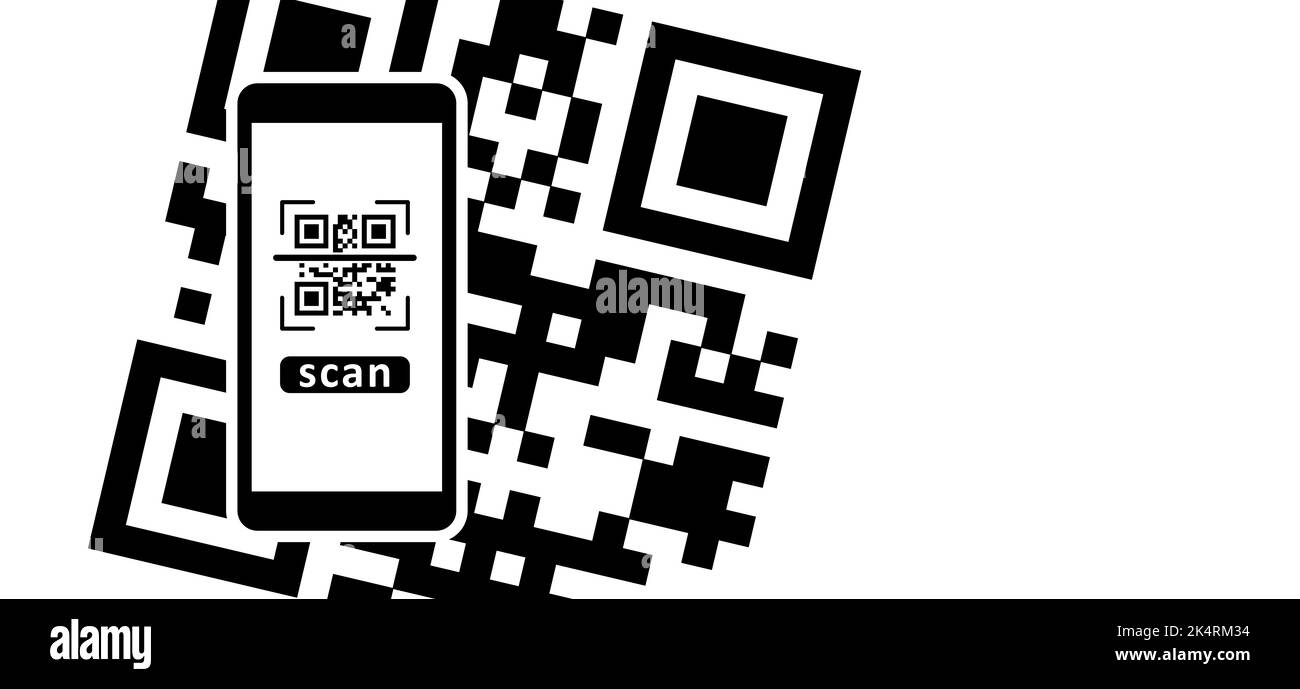 Scan Me, icône de lecture de code QR. Téléphone mobile paiement par code qr, porte-monnaie électronique, sans espèces, concept d'information ou scanner produits d'identité d'information étiquetés. Plat Banque D'Images