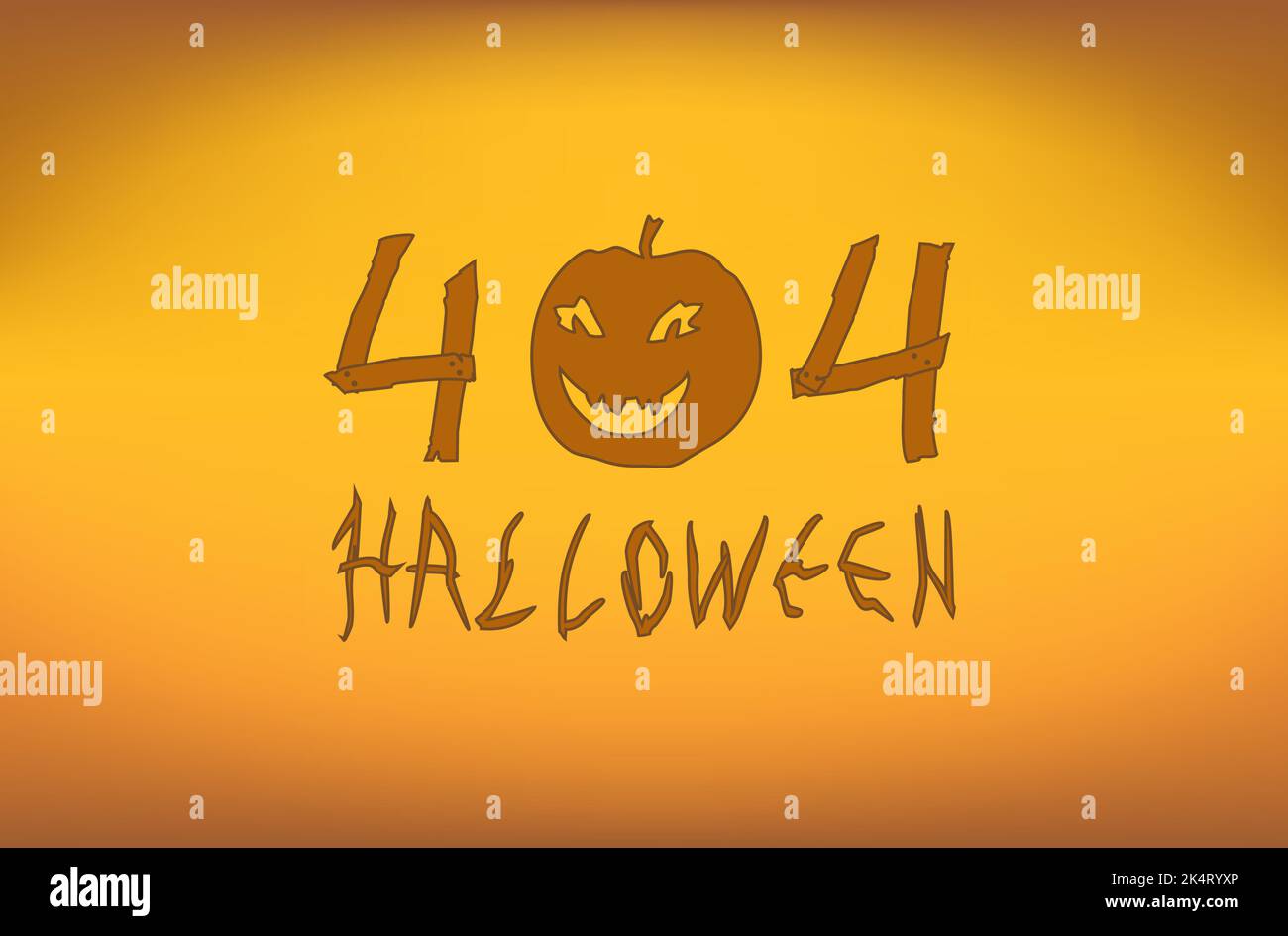 Citrouille avec numéro 404. Site Web de style comique pour Halloween. Illustration de Vecteur