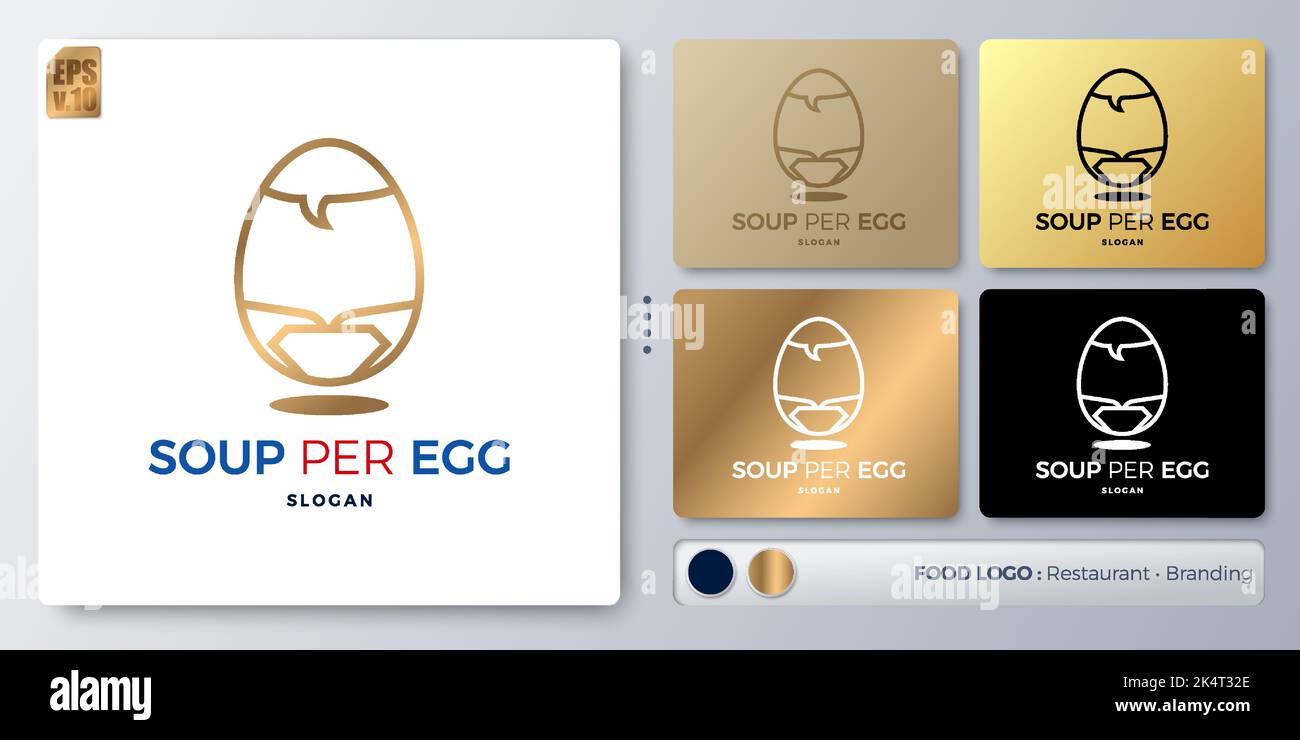 Illustration de la soupe par œuf logo avec isolation. Nom vide pour insérer votre marquage. Conçu avec des exemples pour tous les types d'applications. Vous pouvez utiliser Illustration de Vecteur