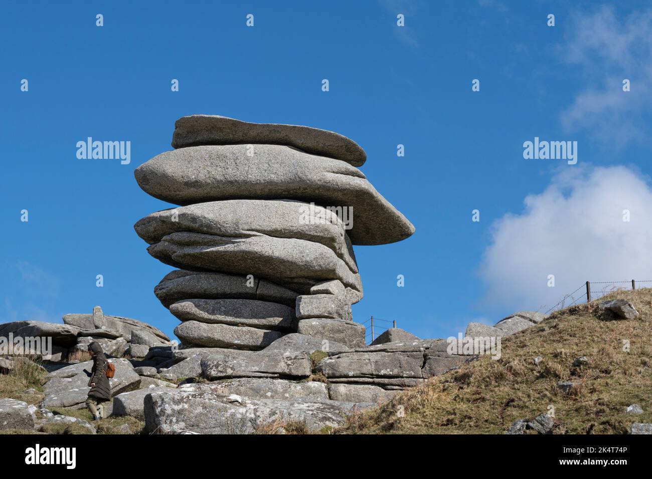 Le Cheesewring une immense pile de roches de granit formée par l'action glaciaire sur le sommet de Stowe Hill sur Bodmin Moor en Cornouailles. Banque D'Images