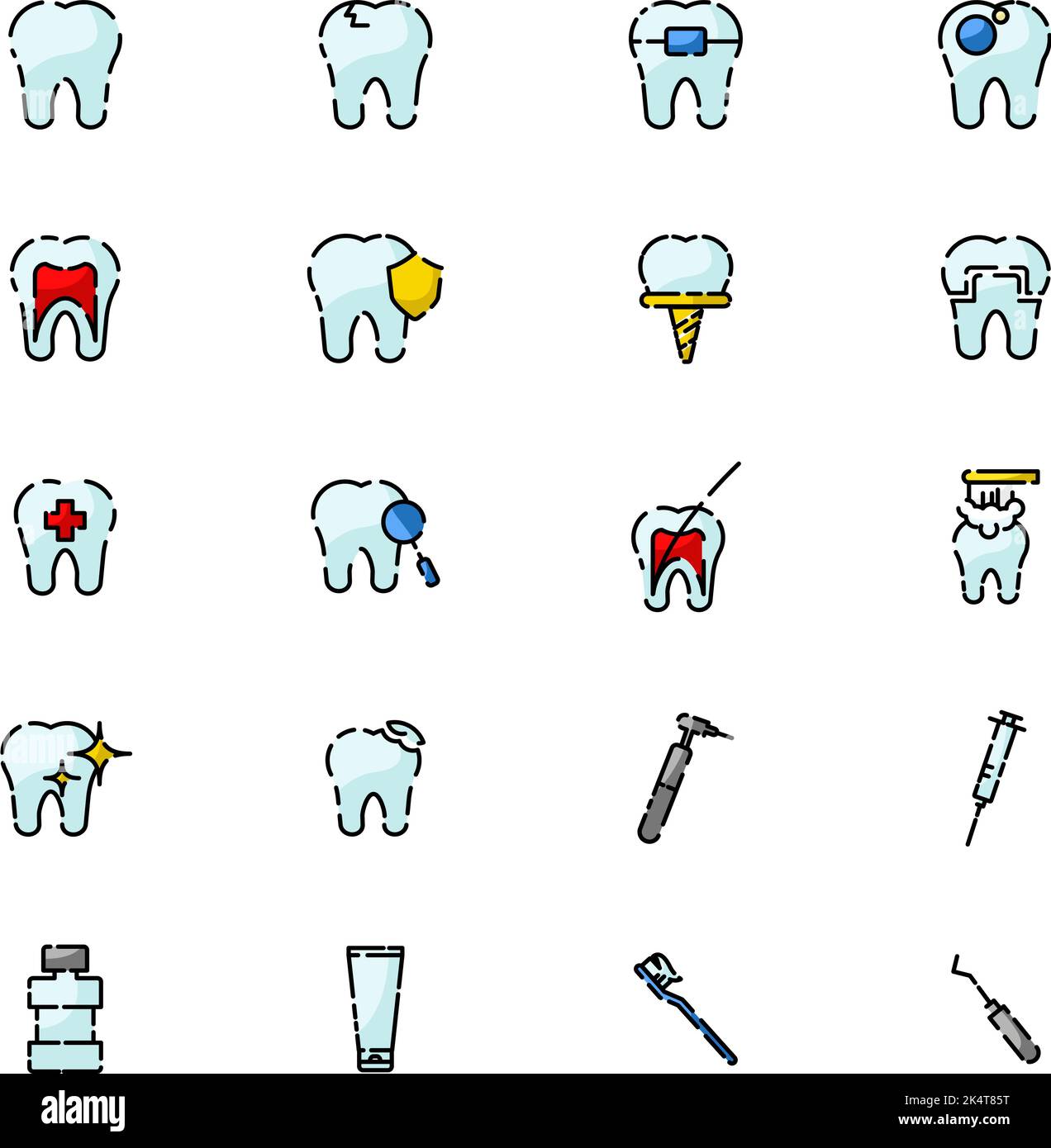 Soins dentaires, illustration, vecteur sur fond blanc. Illustration de Vecteur