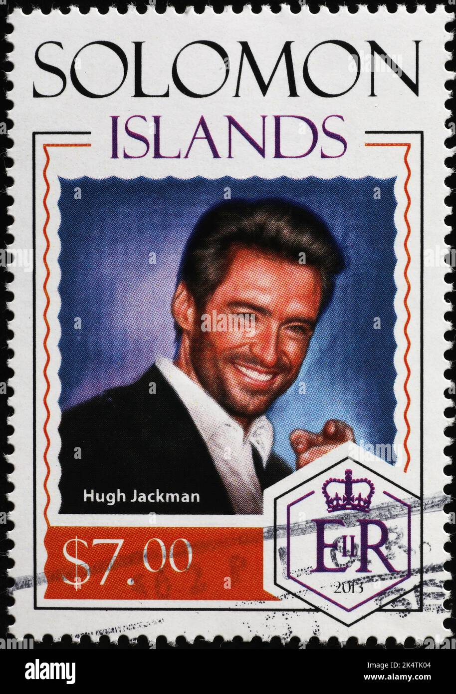 L'acteur australien Hugh Jackman sur timbre-poste Banque D'Images