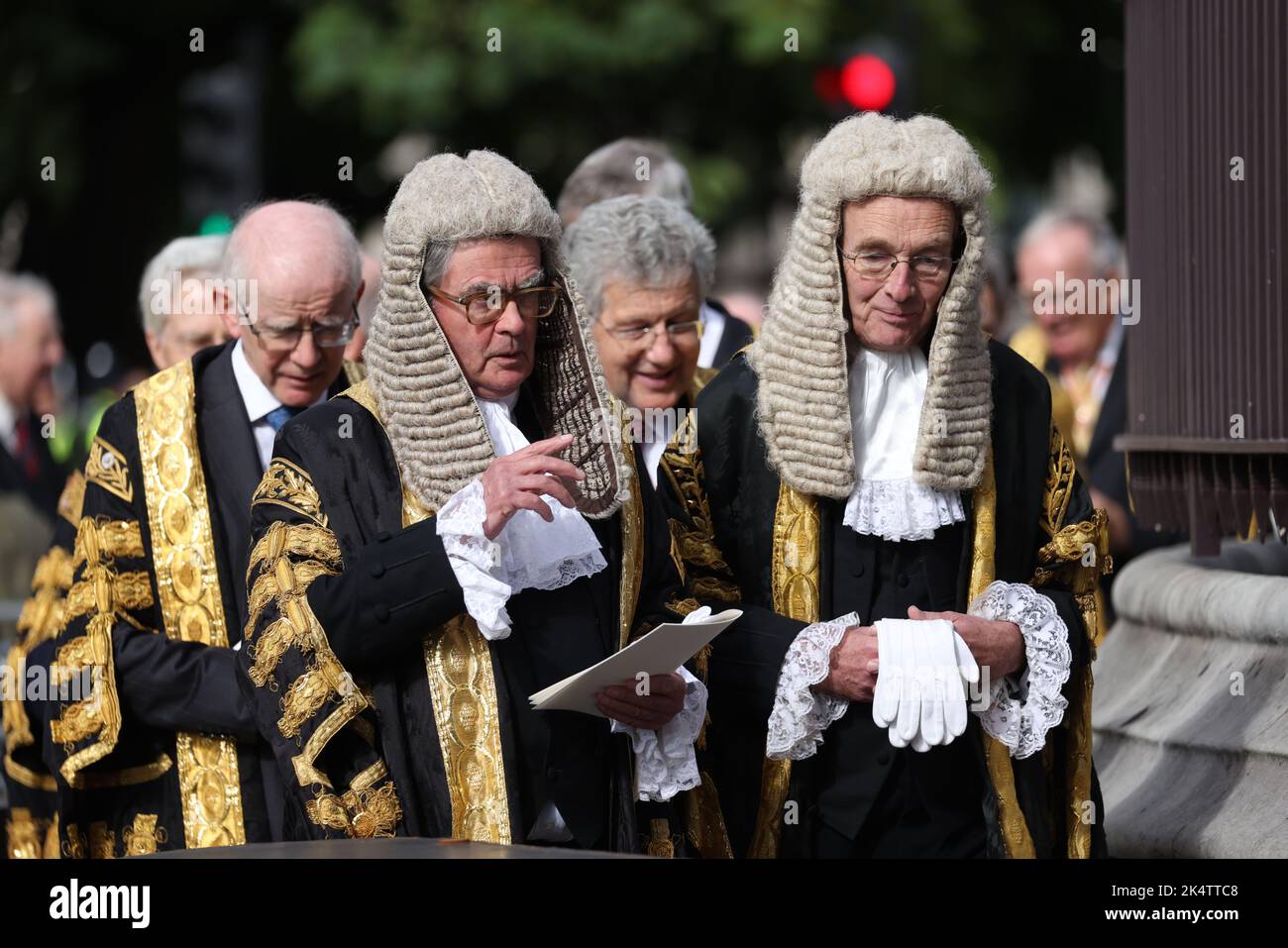 Londres, Royaume-Uni. 03rd octobre 2022. Les juges et l'avocat de King sont vus au début de l'année légale, qui est marquée par un service à l'abbaye de Westminster et est suivi d'une réception aux chambres du Parlement, qui est accueillie par le Lord Chancellor (Brandon Lewis). Début de l'année légale, Westminster, Londres, Royaume-Uni sur 3 octobre 2022 Credit: Paul Marriott/Alay Live News Banque D'Images