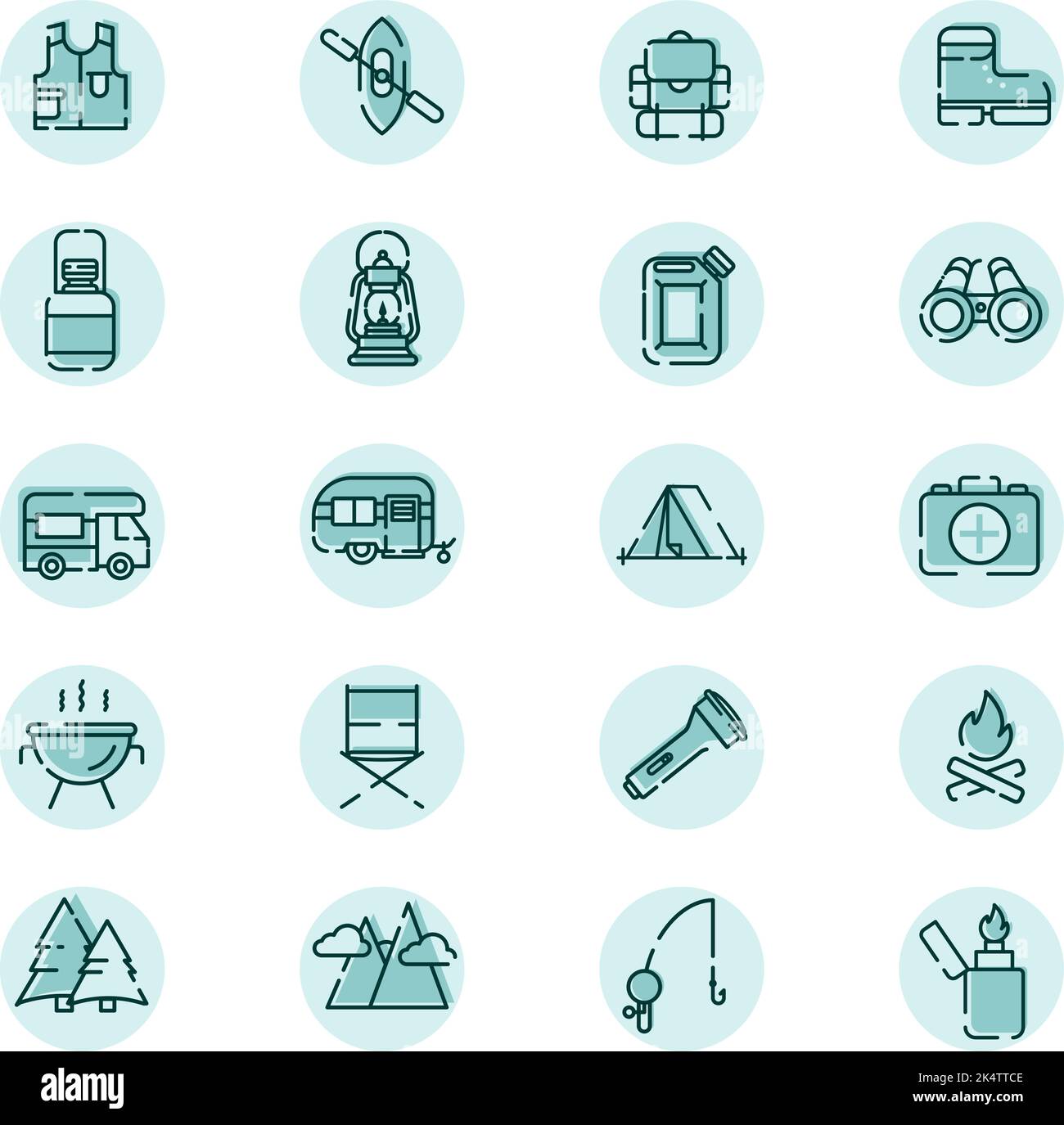 Camping voyage en forêt, illustration, vecteur sur fond blanc. Illustration de Vecteur