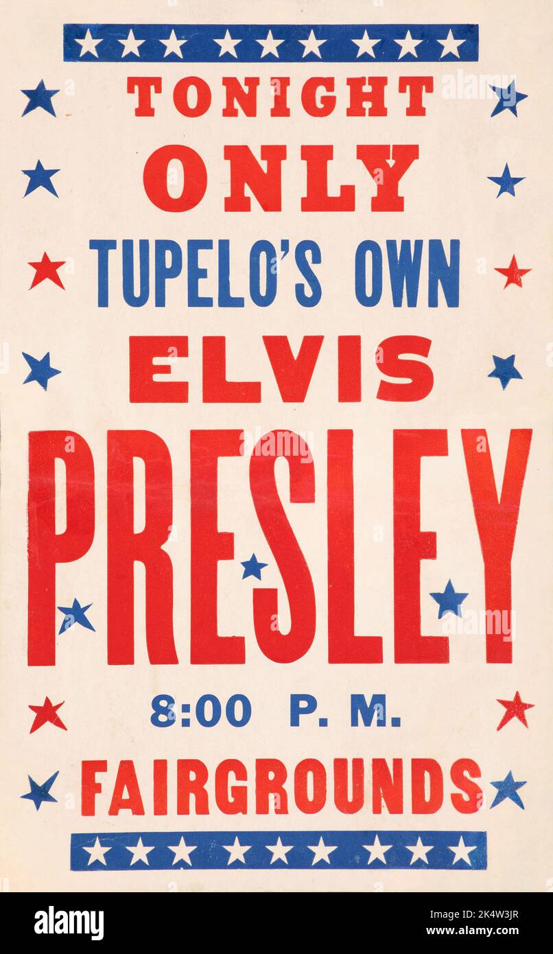 Ce soir seulement, Tupelo's Own Elvis Presley - 1957 Tupelo, MS Homecoming concert Poster, Fairgrounds. Banque D'Images