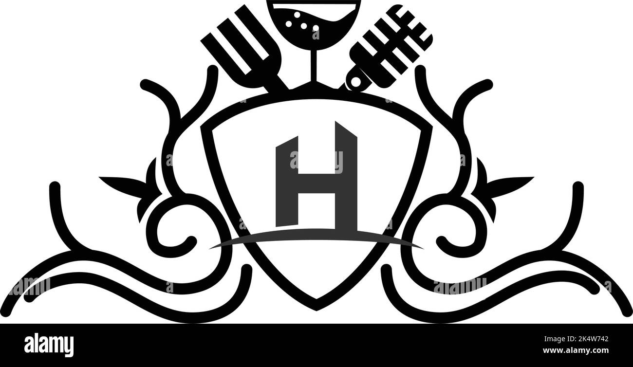 logo de divertissement musical du restaurant de l'hôtel Illustration de Vecteur