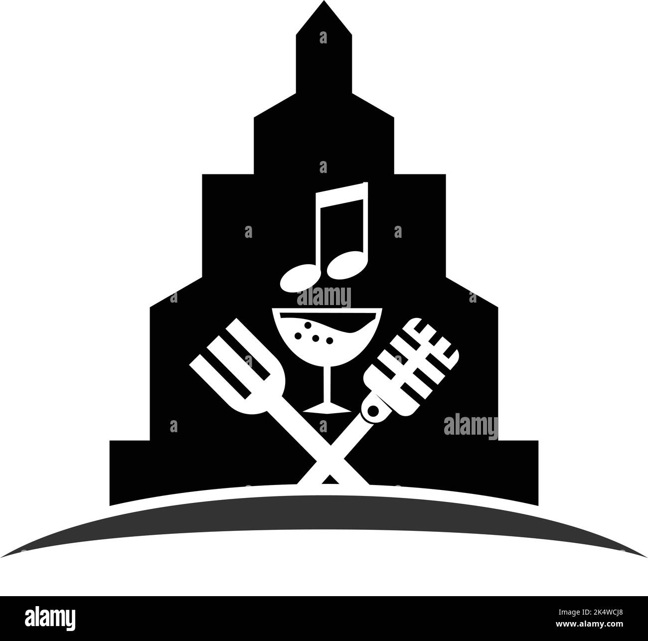 logo de divertissement musical du restaurant de l'hôtel Illustration de Vecteur