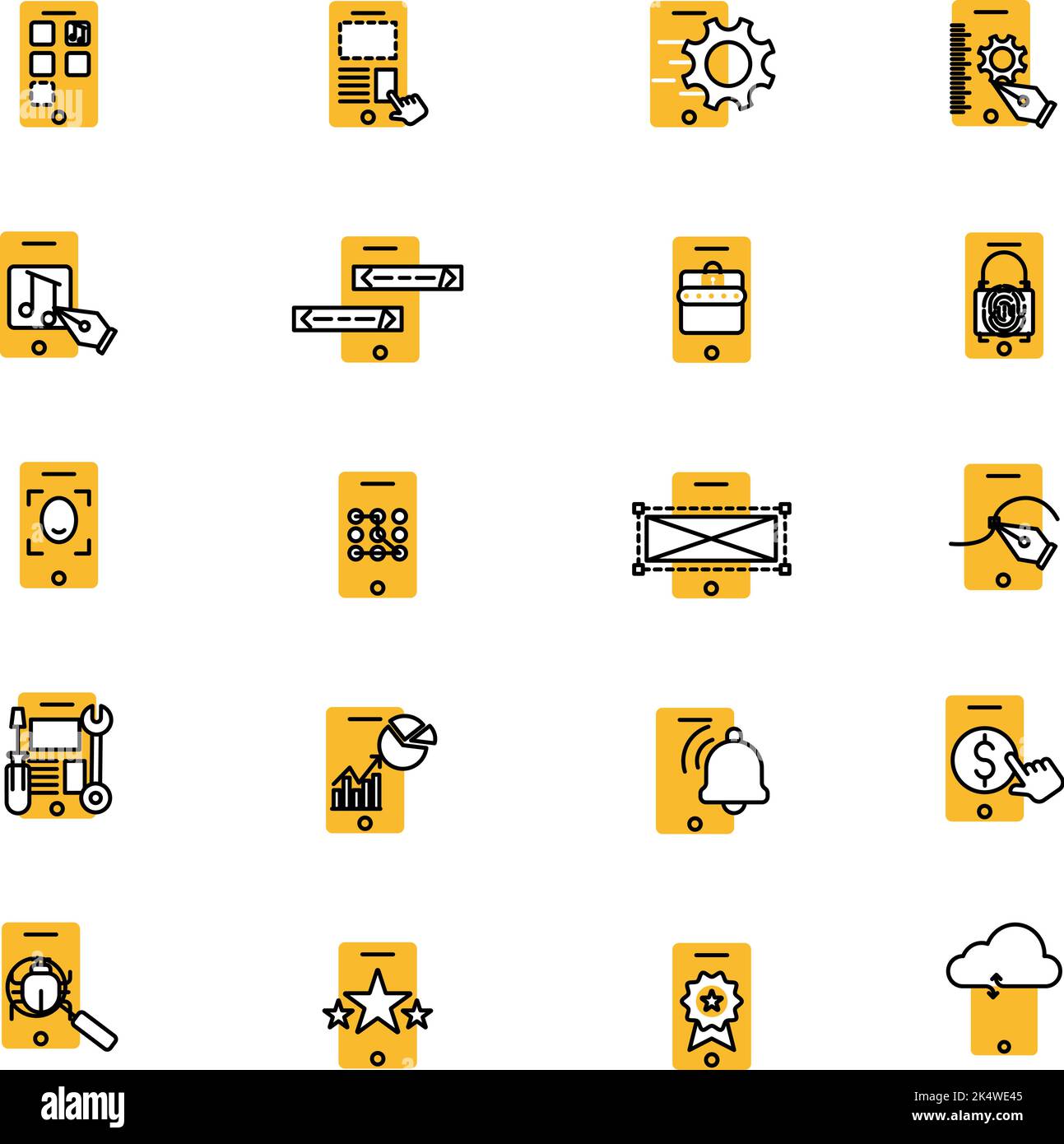 Développement de téléphone mobile, illustration, vecteur sur fond blanc. Illustration de Vecteur