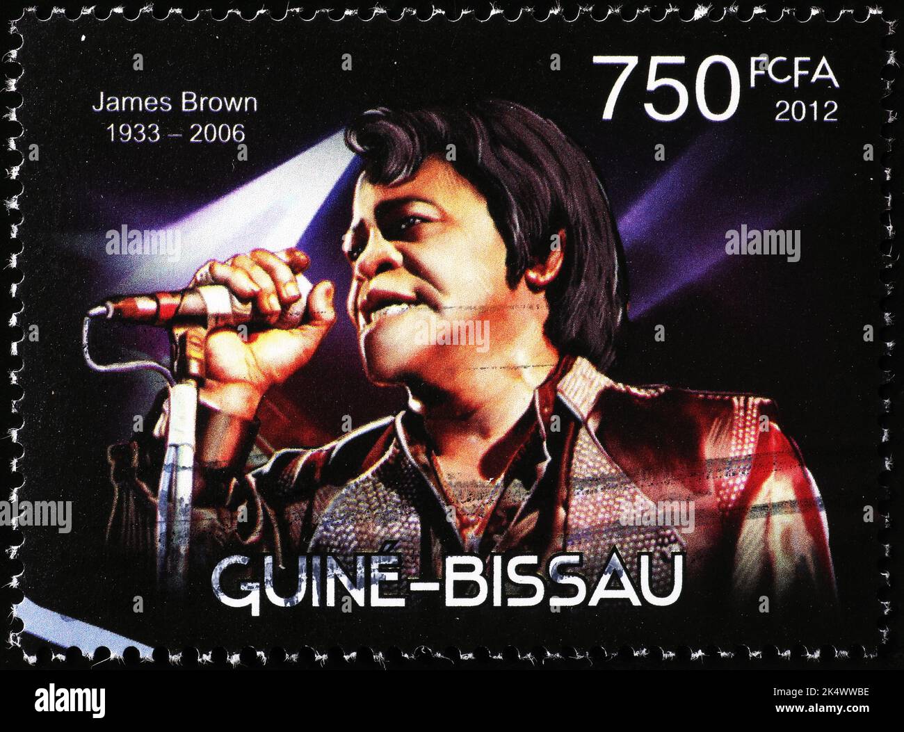 James Brown sur le timbre-poste du Mozambique Banque D'Images