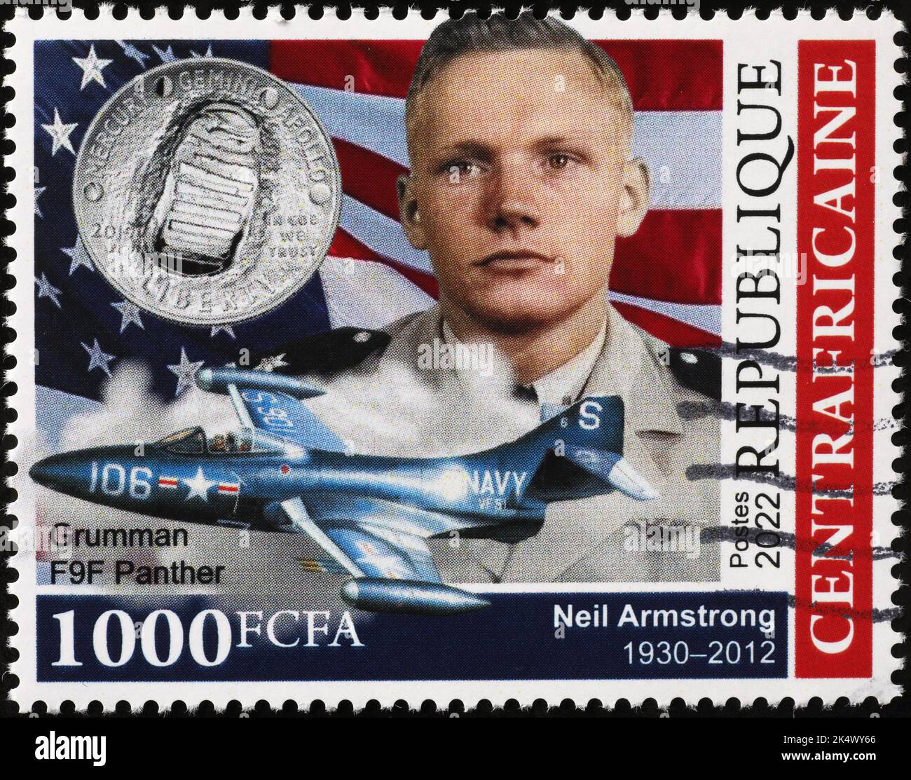 Portrait de Neil Armstrong sur timbre du Togo Banque D'Images