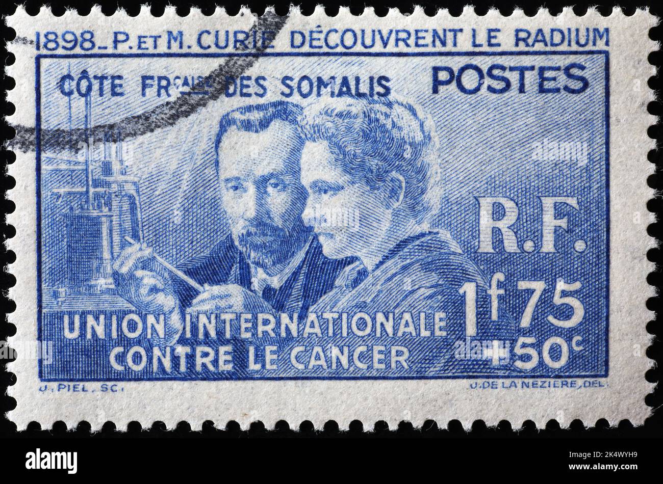 Pierre et Marie Curie sur l'ancien timbre-poste français Banque D'Images