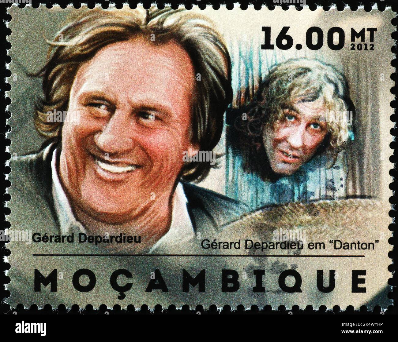 Portrait de Geard Depardieu sur timbre-poste du Mozambique Banque D'Images