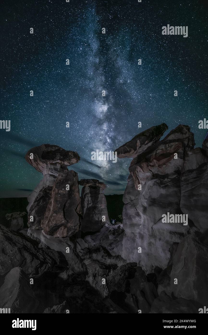 Hoodoos dans le sud de l'Utah la nuit Banque D'Images