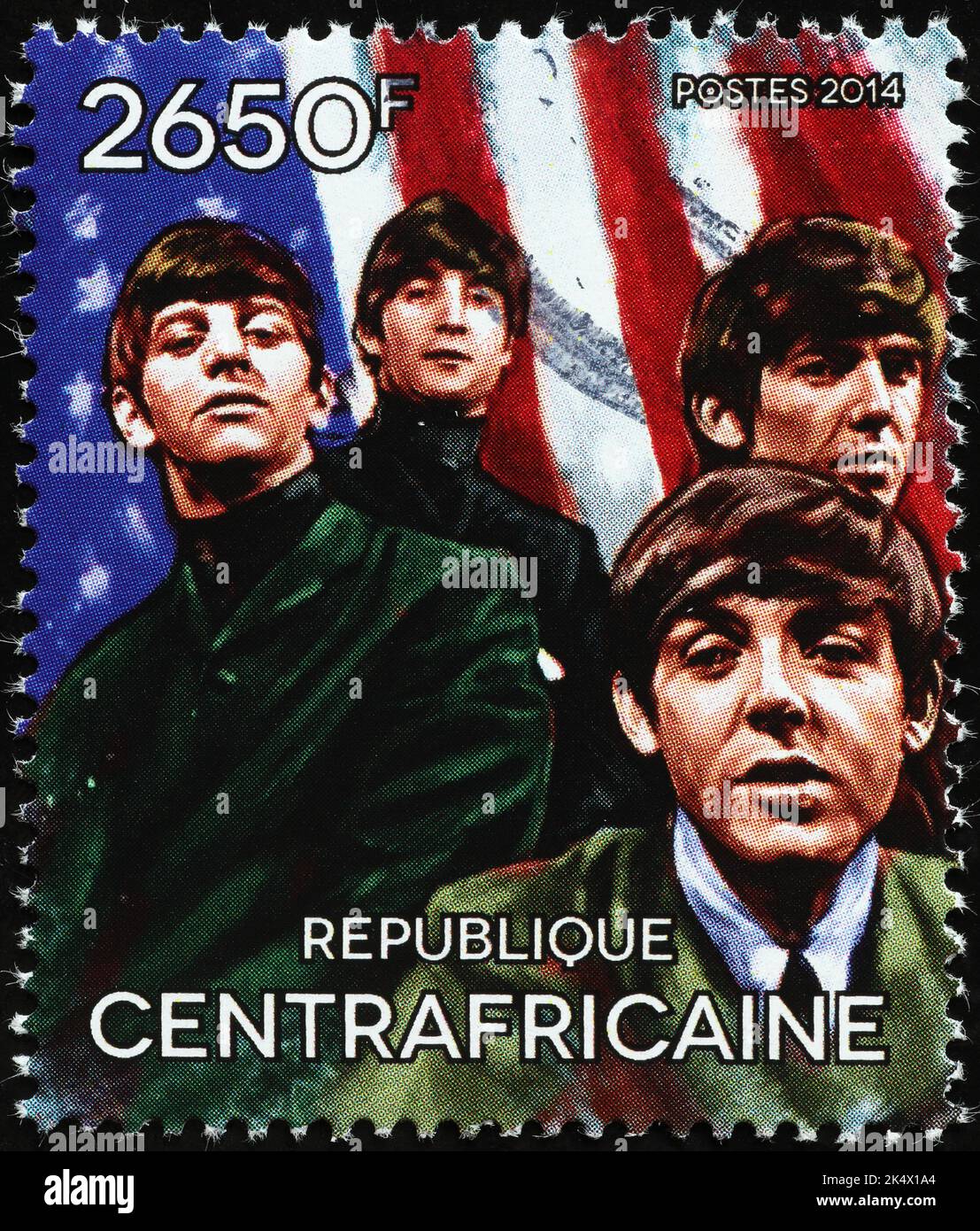 Visite nord-américaine des Beatles en 1964 sur timbre-poste Banque D'Images