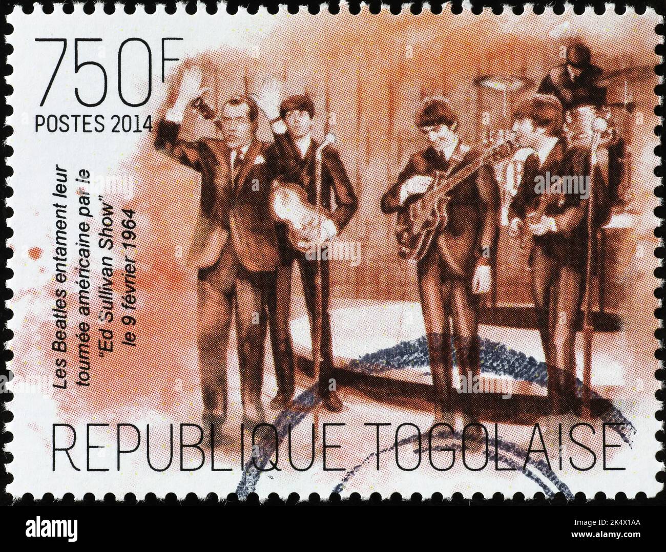 Les Beatles commencent leur tournée nord-américaine de 1964 sur le timbre Banque D'Images