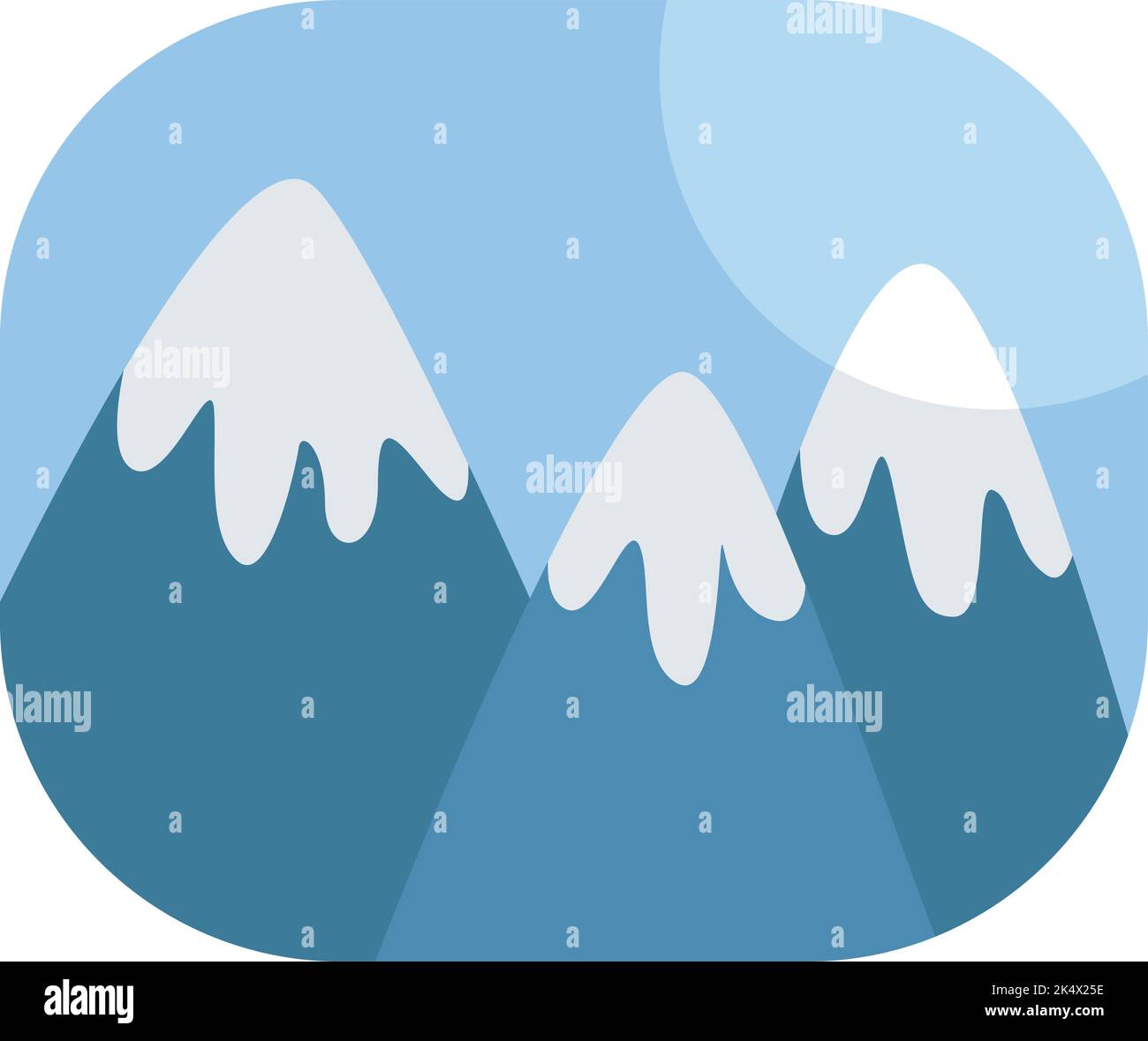 Trois montagnes enneigées paysage, illustration, vecteur sur fond blanc. Illustration de Vecteur