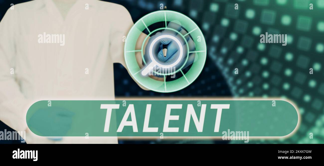 Écriture affichant le texte Talent. Mot pour compétence que quelqu'un a très bien défini et a la maîtrise du faire Banque D'Images