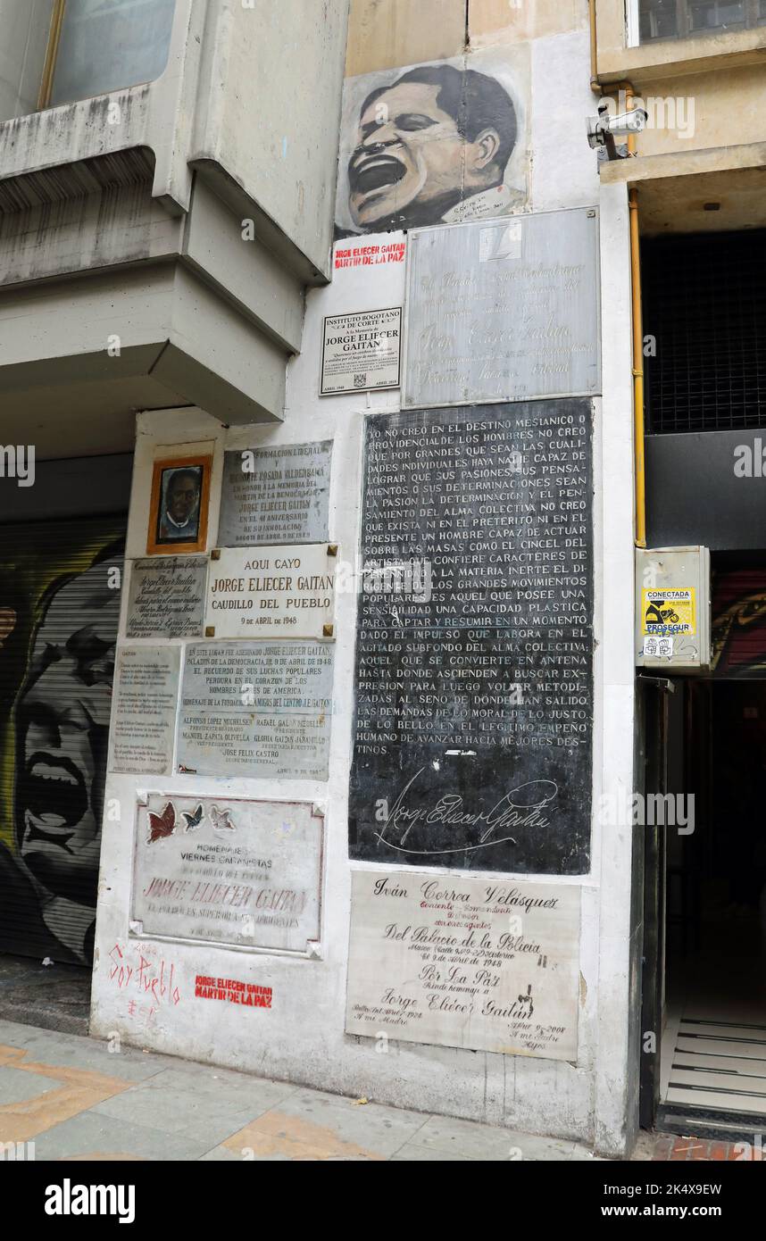 Site d'assassinat de Jorge Eliecer Gaitan à Bogota Banque D'Images