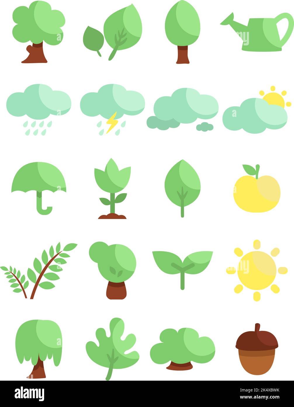 Nature au printemps, illustration, vecteur sur fond blanc. Illustration de Vecteur